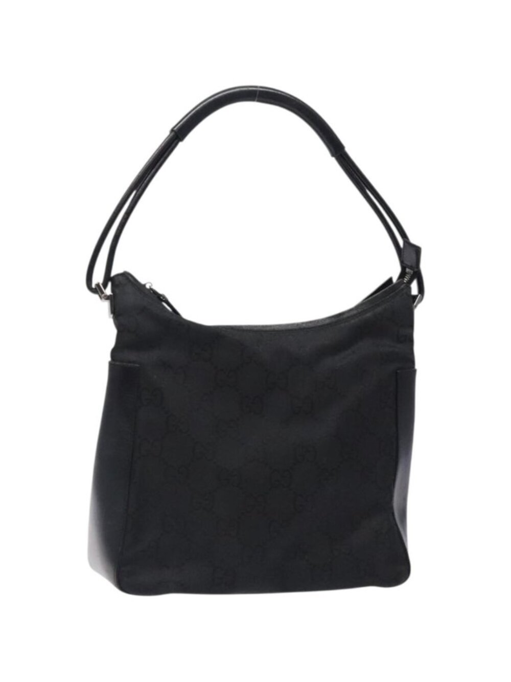 GUCCI GG Canvas Shoulder Bag Nylon Black Silver 001 3766